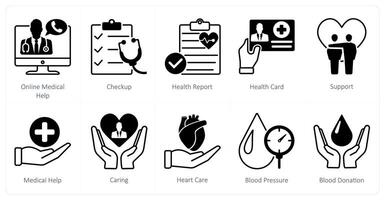 A set of 10 Mix icons as online medical help, checkup, health report vector