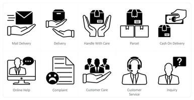 A set of 10 Mix icons as mail delivery, delivery, handle with care vector
