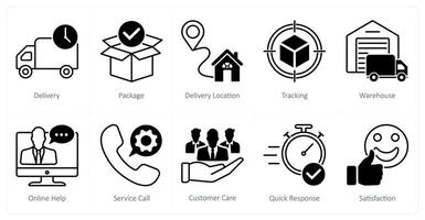 A set of 10 Mix icons as delivery, package, delivery location vector