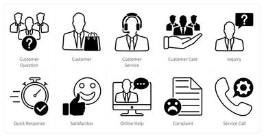 A set of 10 Mix icons as customer question, customer, customer service vector