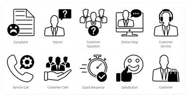 A set of 10 Mix icons as complaint, inquiry, customer question vector