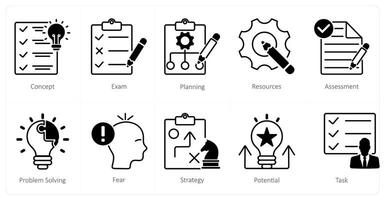 A set of 10 Mix icons as exam, planning, resources vector