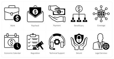 A set of 10 Mix icons as work, pay check, payment vector