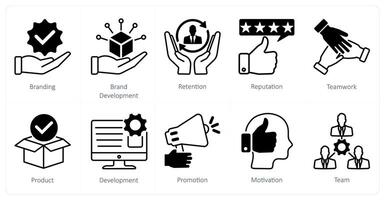 A set of 10 Mix icons as branding, brand development, retention vector