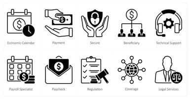 A set of 10 Mix icons as economic calendar, payment, secure vector