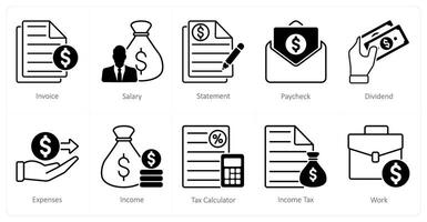 A set of 10 Mix icons as invoice, salary, statement vector