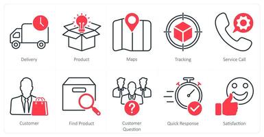 A set of 10 Mix icons as delivery, product, maps vector