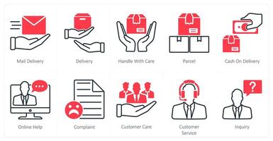 A set of 10 Mix icons as mail delivery, delivery, handle with care vector