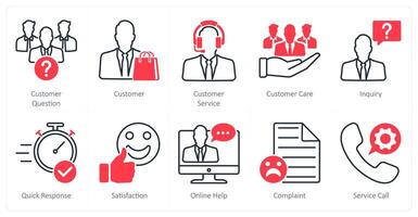 A set of 10 Mix icons as customer question, customer, customer service vector
