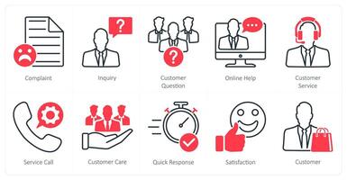 A set of 10 Mix icons as complaint, inquiry, customer question vector