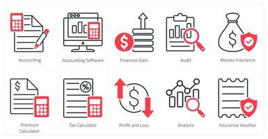 A set of 10 Mix icons as accounting, accounting software, financial gain vector