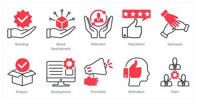 A set of 10 Mix icons as branding, brand development, retention vector