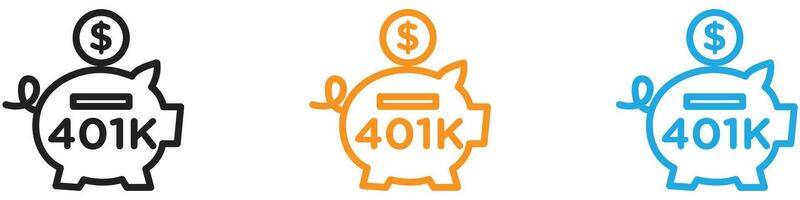 401k retirement savings logo set collection for web app ui vector