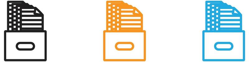 Archival box with documents logo set collection for web app ui vector