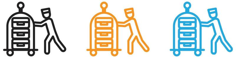Bellboy with luggage cart logo set collection for web app ui vector