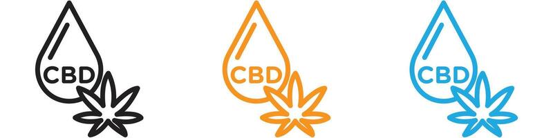 CBD oil drop logo set collection for web app ui vector