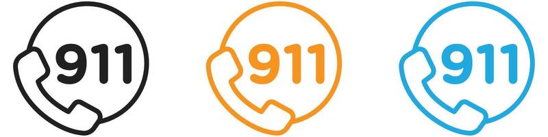 Call 911 phone number logo set collection for web app ui vector
