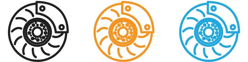 Car brake disk with caliper logo set collection for web app ui vector