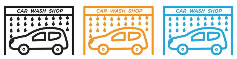 Car wash shop logo set collection for web app ui vector