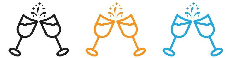 Champagne toast logo set collection for web app ui vector