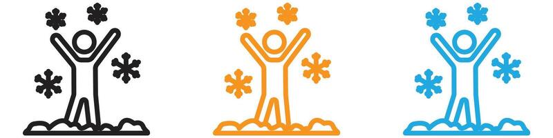 Child playing snow logo set collection for web app ui vector