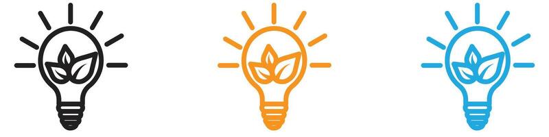 Eco light bulb logo set collection for web app ui vector