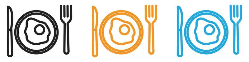 Egg on plate logo set collection for web app ui vector