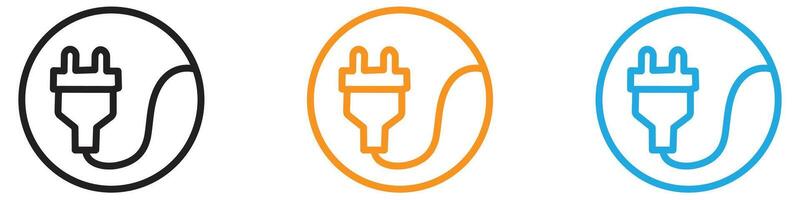 Electrical plug logo set collection for web app ui vector