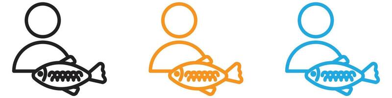 Fisherman with fish logo set collection for web app ui vector