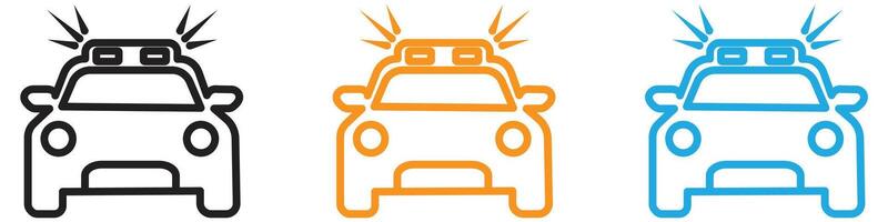 Flashing police car logo set collection for web app ui vector
