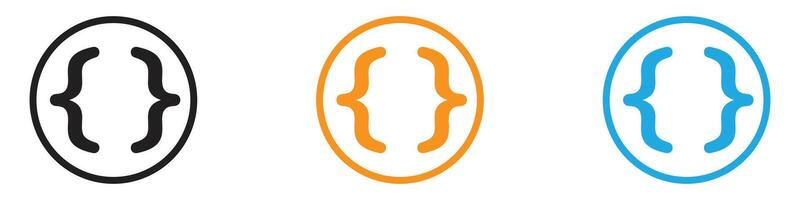 Font brackets logo set collection for web app ui vector