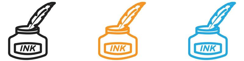 Ink and quill logo set collection for web app ui vector