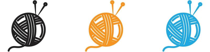 Knit yarn with needle logo set collection for web app ui vector