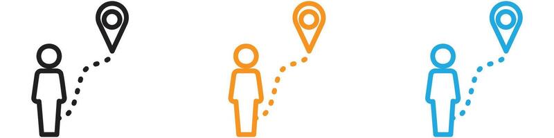 Man going to destination logo set collection for web app ui vector
