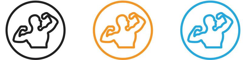 Man have strong muscles logo set collection for web app ui vector