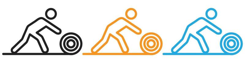 Man rolling carpet mat logo set collection for web app ui vector