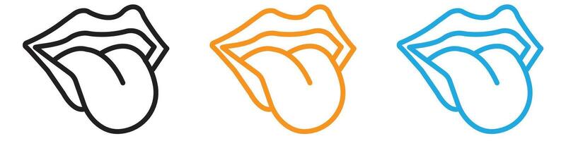 Mouth sticking tongue out logo set collection for web app ui vector