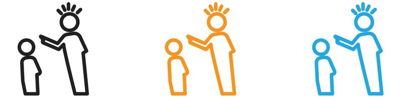 Parents scolding child logo set collection for web app ui vector