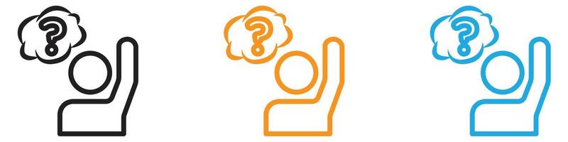 Person asking question logo set collection for web app ui vector