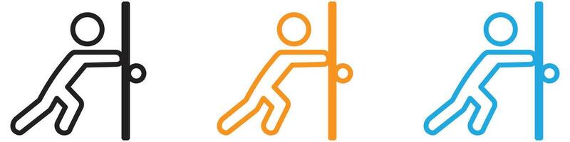 Person push the door logo set collection for web app ui vector