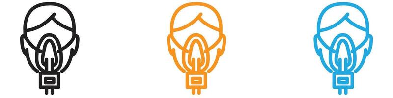 Person with oxygen mask logo set collection for web app ui vector