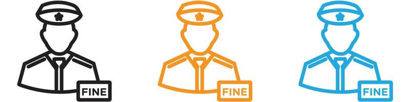 Police officer giving fine logo set collection for web app ui vector