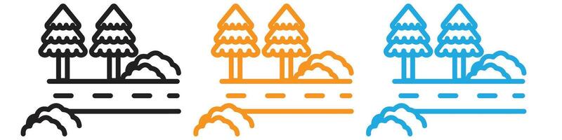 Road on landscape logo set collection for web app ui vector