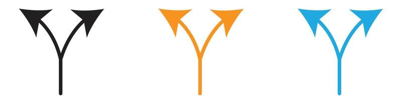Separating arrow in two part logo set collection for web app ui vector