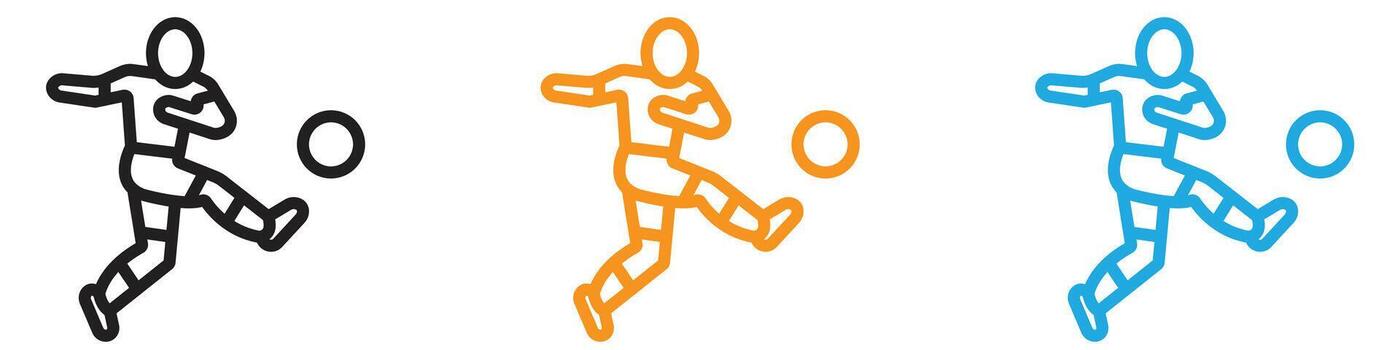 Soccer player with ball logo set collection for web app ui vector