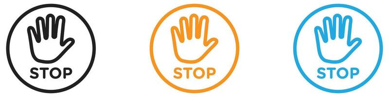 Stop sign with hand logo set collection for web app ui vector