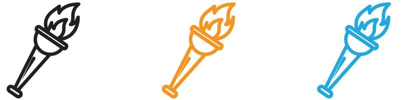 Torch flame logo set collection for web app ui vector