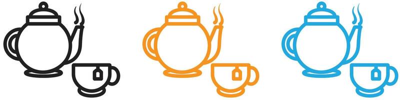 Teapot with teabag on cup logo set collection for web app ui vector