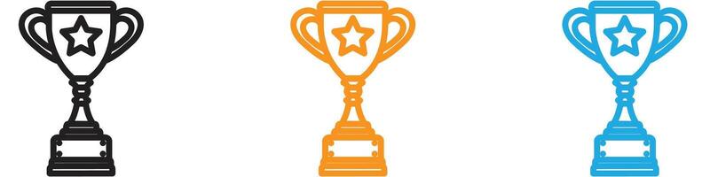 Trophy cup with star logo set collection for web app ui vector