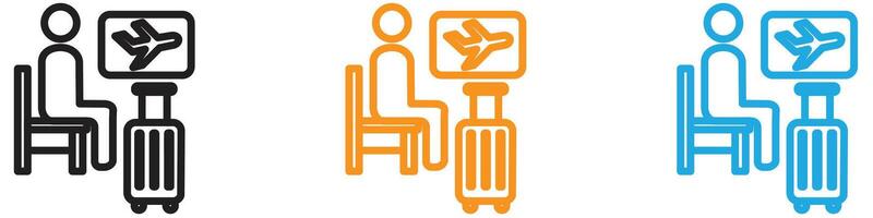 Traveler sitting in the airport lounge logo set collection for web app ui vector